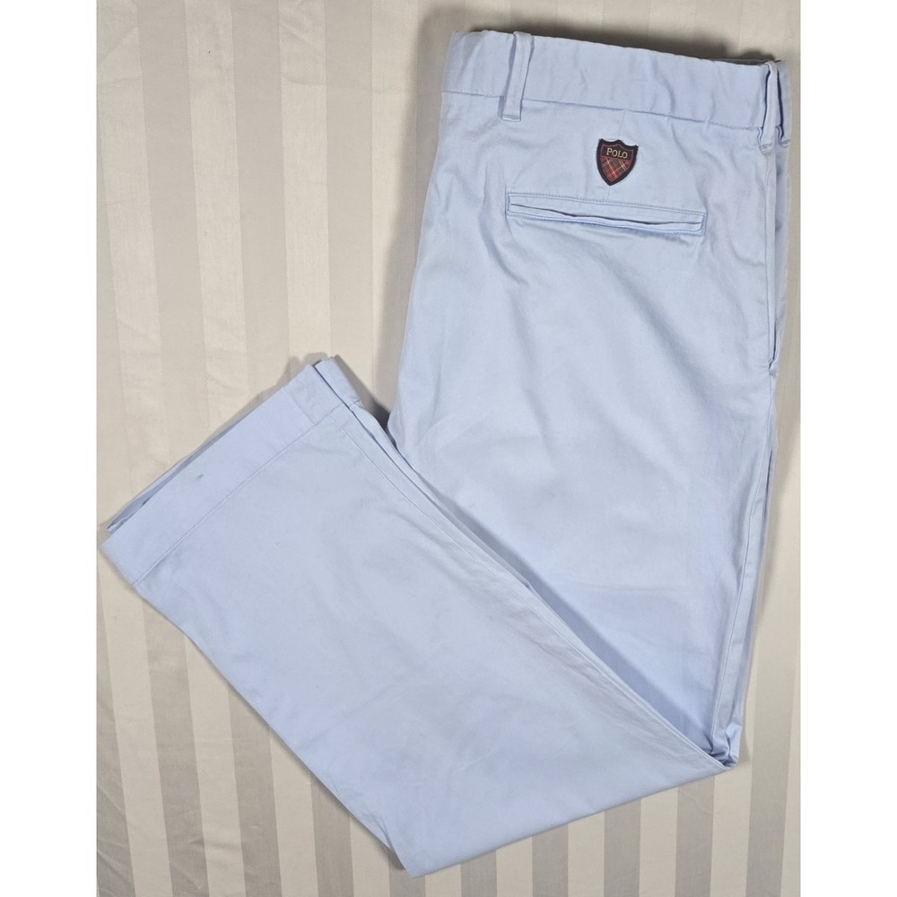 Y2K Polo Golf Ralph Lauren Cotton Twill w/ Stretch Pants 35x30 Light Blue Chino